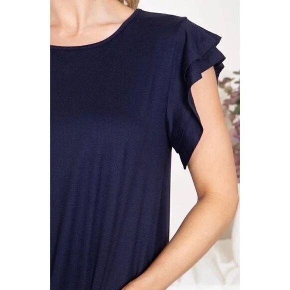 Blue Layered Ruffle Short Sleeve Top - Picture 4 of 4